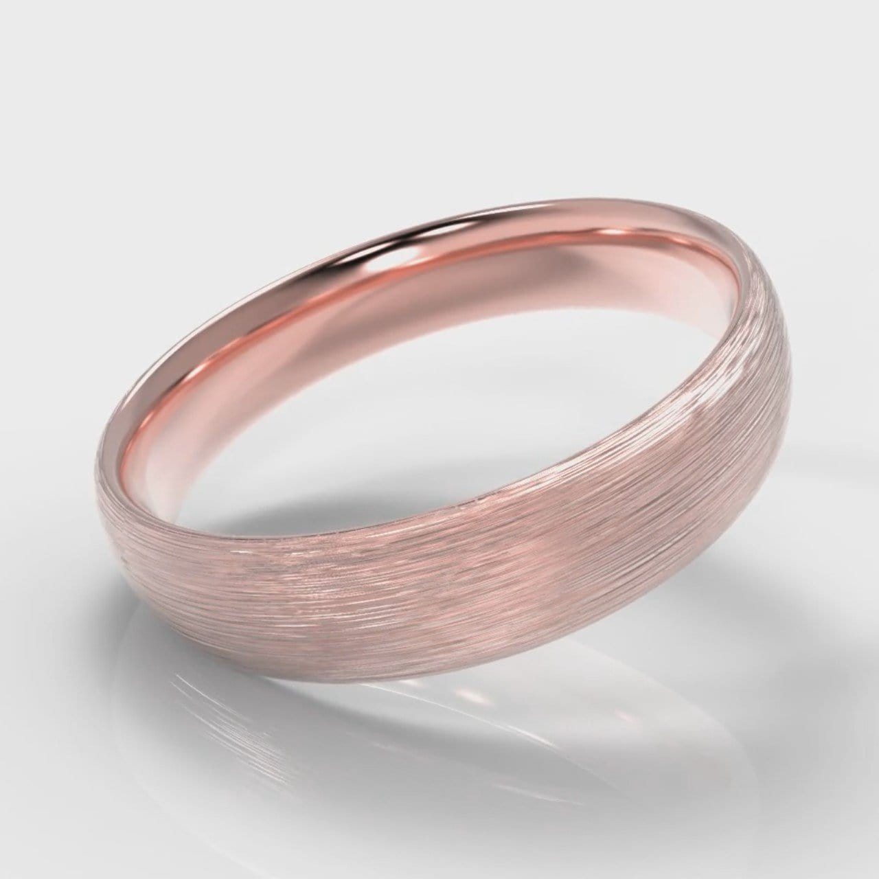 5mm Court Shaped Comfort Fit Brushed Wedding Ring - Rose Gold