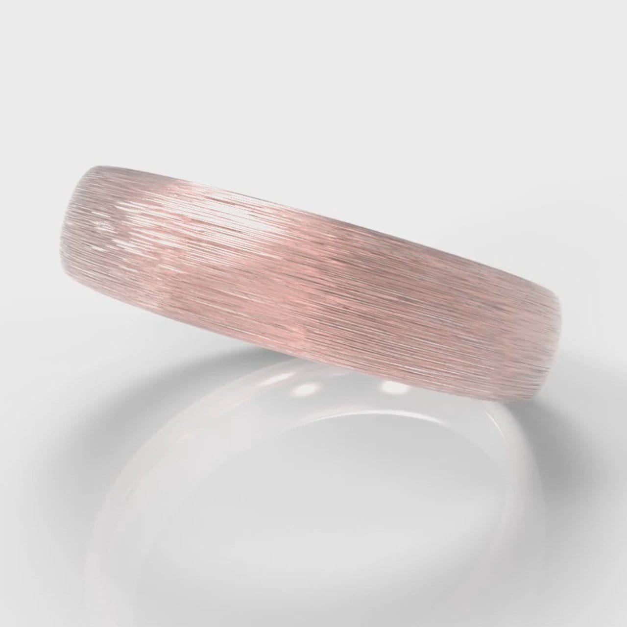 5mm Court Shaped Comfort Fit Brushed Wedding Ring - Rose Gold