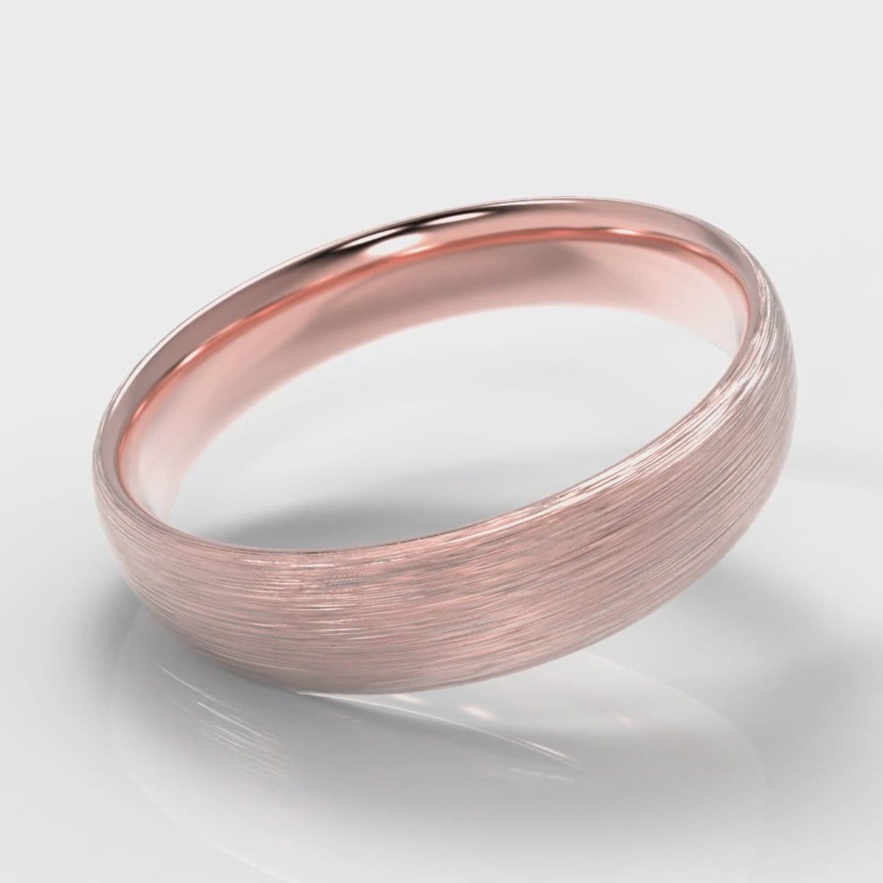 5mm Court Shaped Comfort Fit Brushed Wedding Ring - Rose Gold