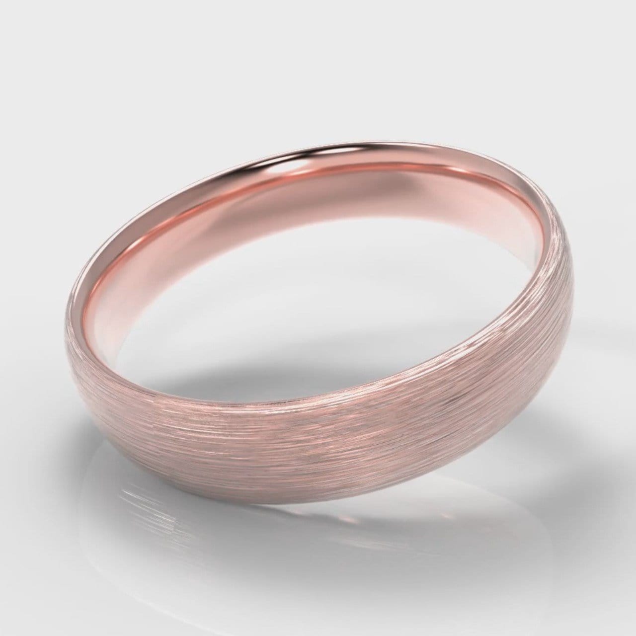 5mm Court Shaped Comfort Fit Brushed Wedding Ring - Rose Gold