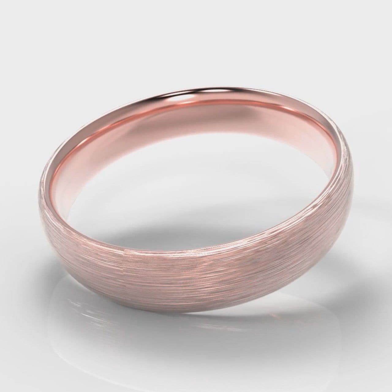 5mm Court Shaped Comfort Fit Brushed Wedding Ring - Rose Gold