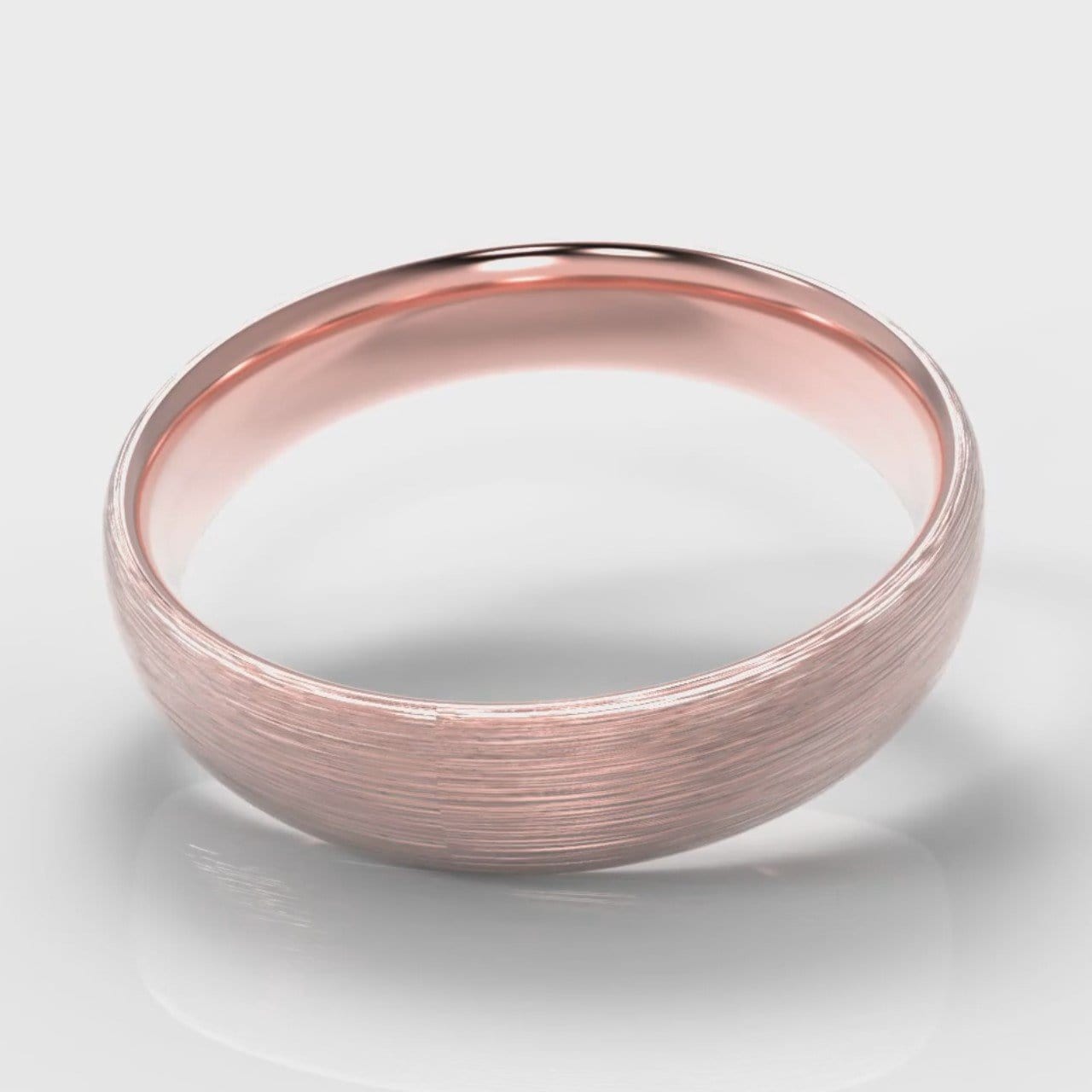 5mm Court Shaped Comfort Fit Brushed Wedding Ring - Rose Gold