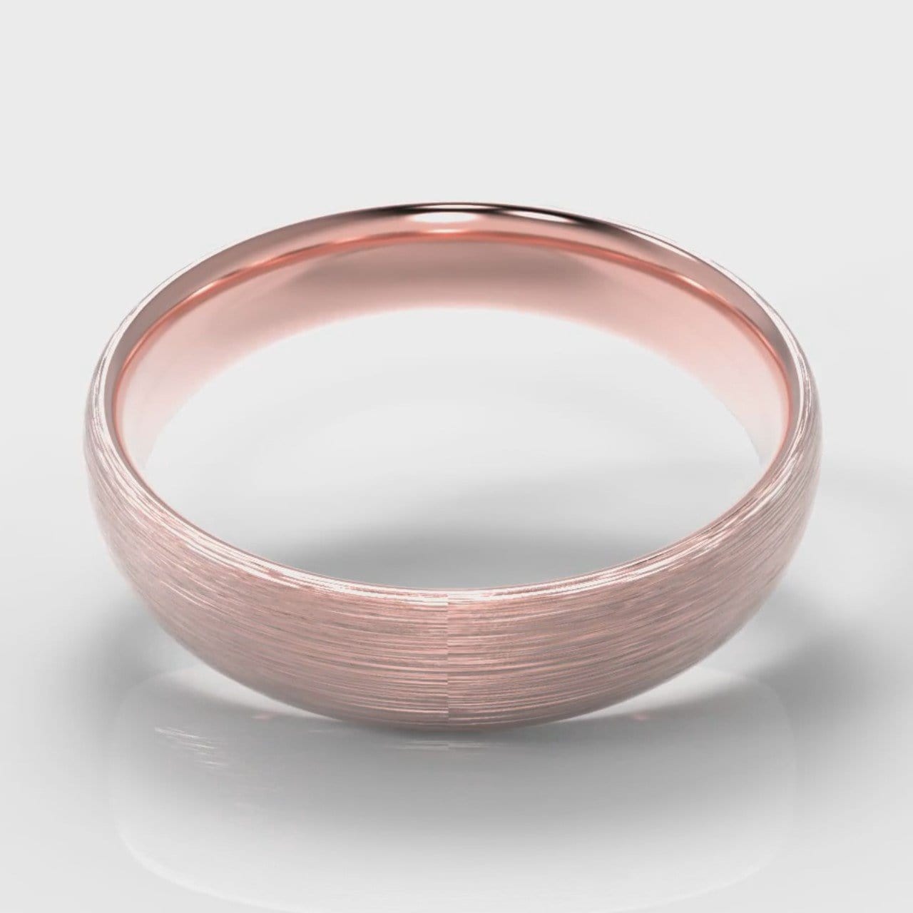 5mm Court Shaped Comfort Fit Brushed Wedding Ring - Rose Gold