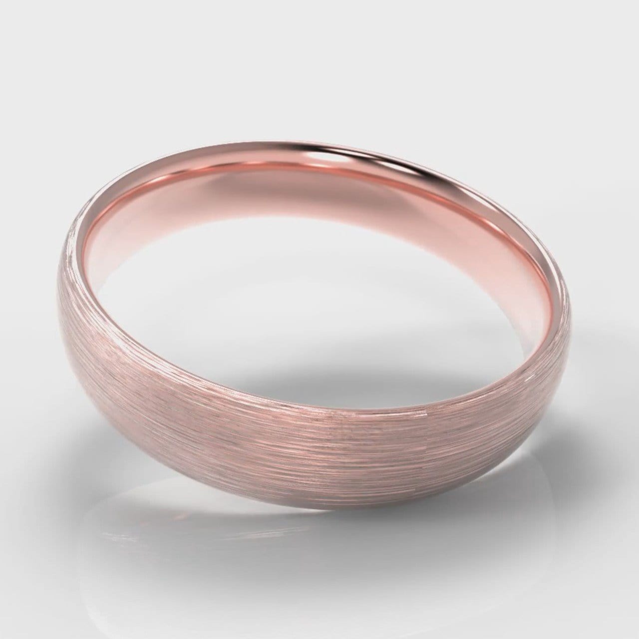 5mm Court Shaped Comfort Fit Brushed Wedding Ring - Rose Gold