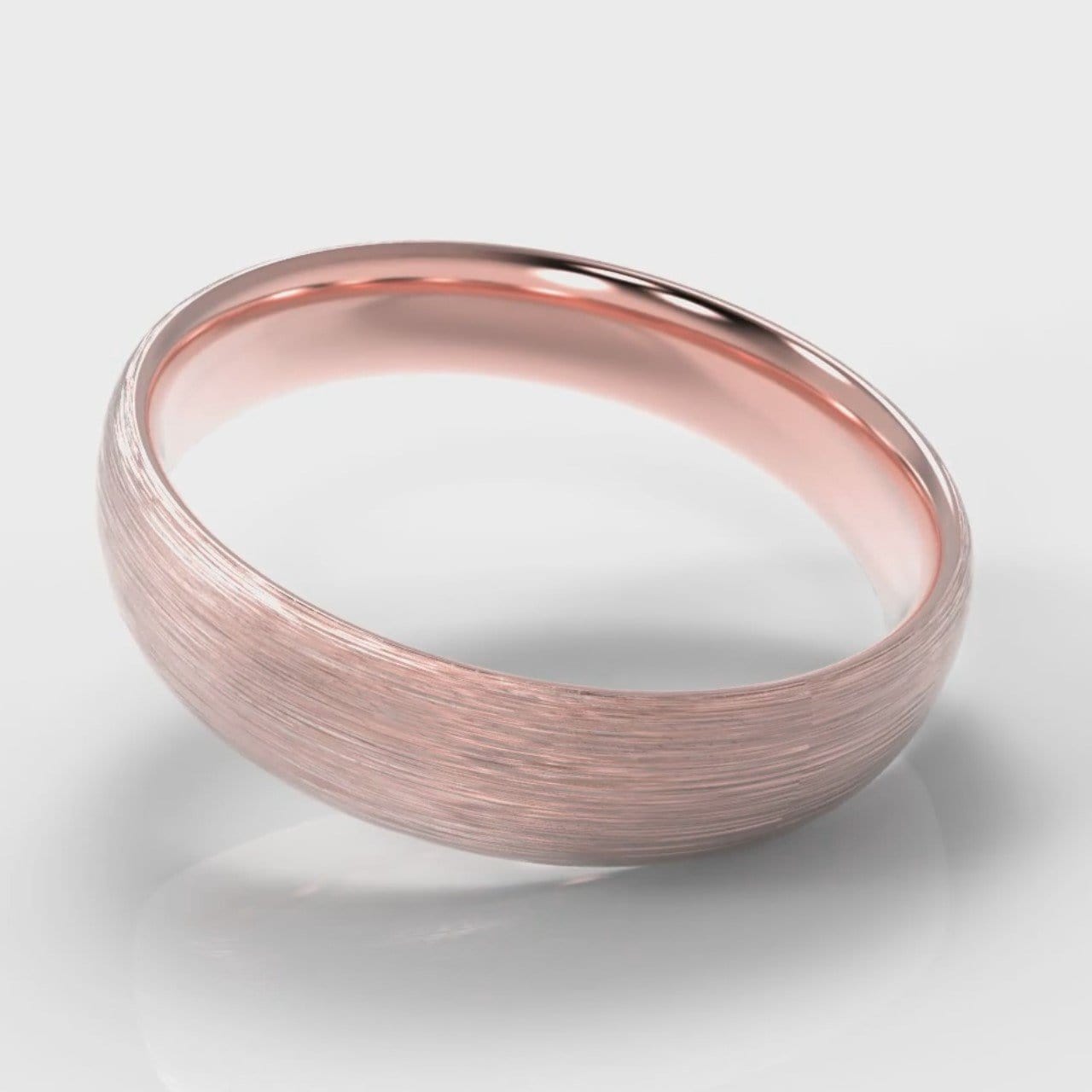 5mm Court Shaped Comfort Fit Brushed Wedding Ring - Rose Gold