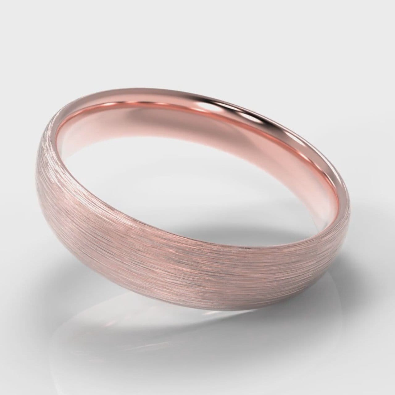 5mm Court Shaped Comfort Fit Brushed Wedding Ring - Rose Gold