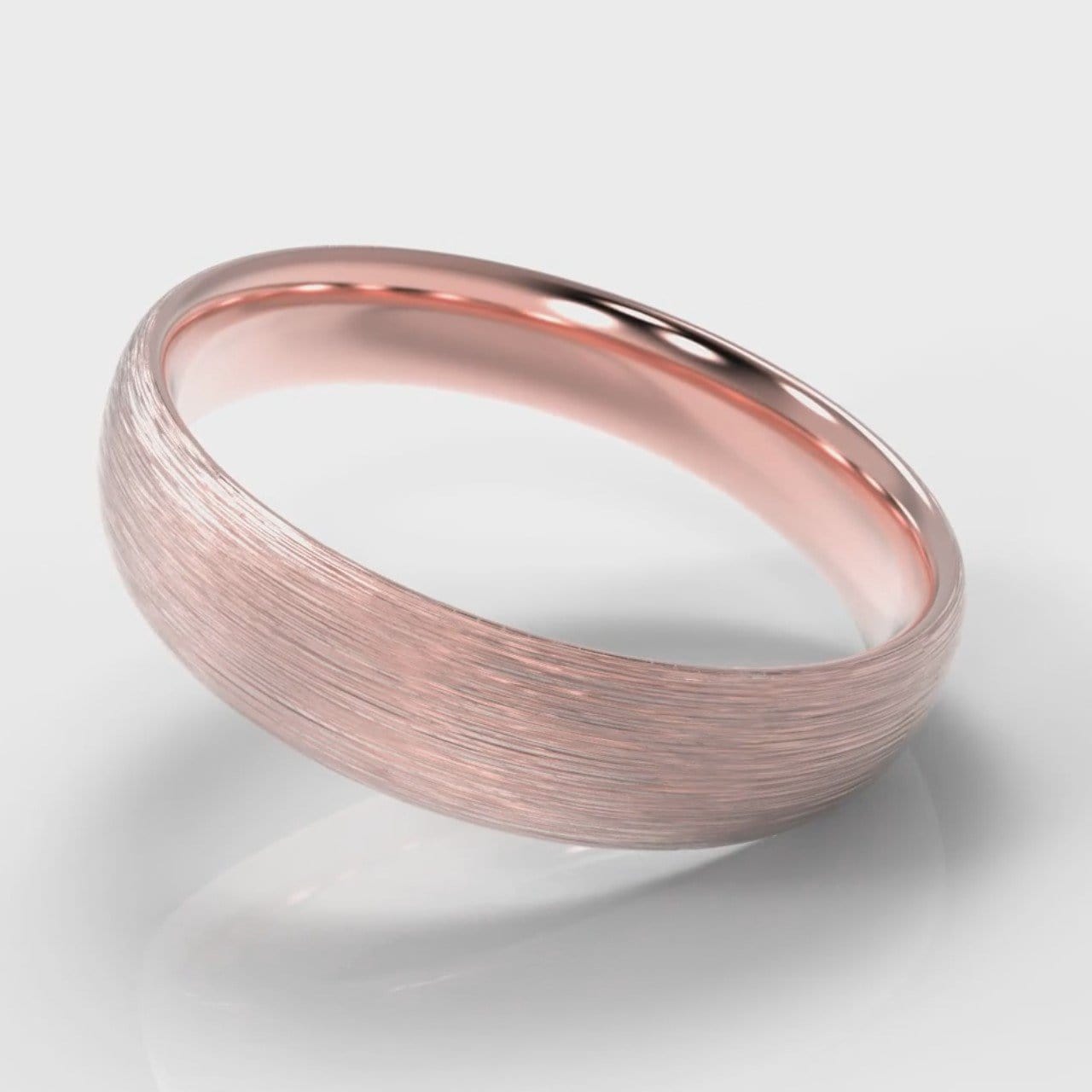 5mm Court Shaped Comfort Fit Brushed Wedding Ring - Rose Gold