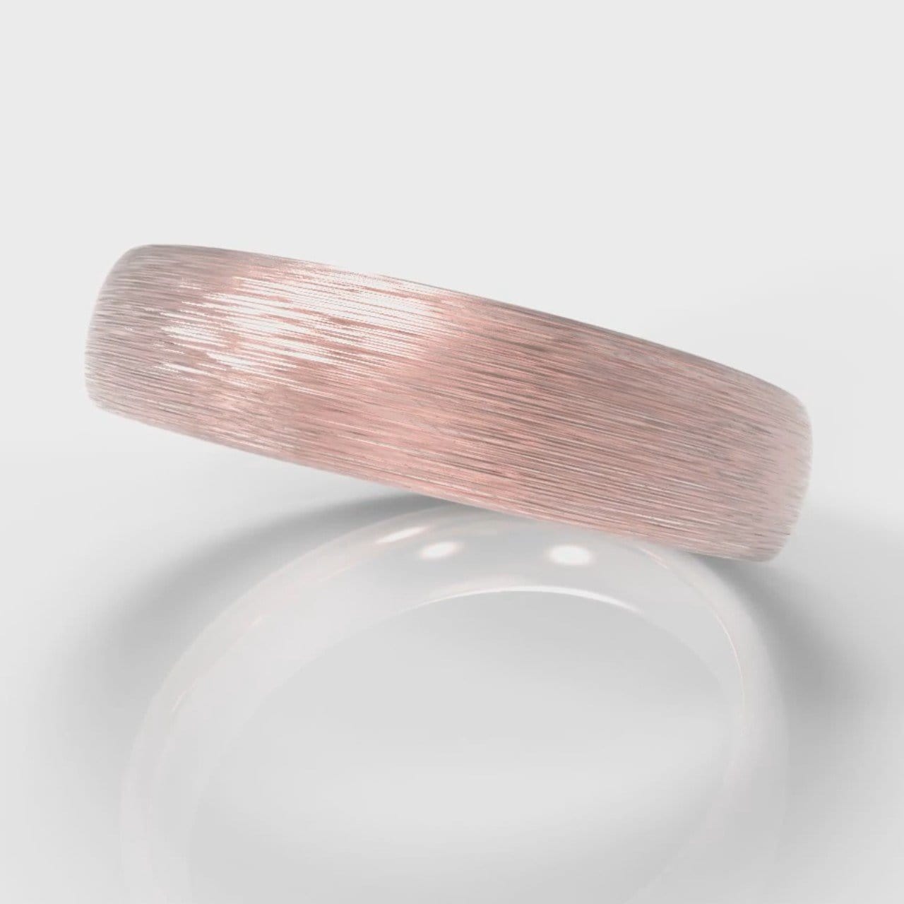 5mm Court Shaped Comfort Fit Brushed Wedding Ring - Rose Gold