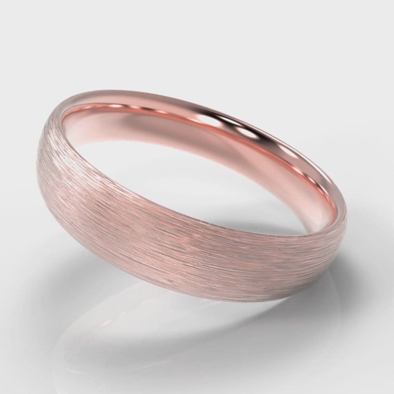5mm Court Shaped Comfort Fit Brushed Wedding Ring - Rose Gold