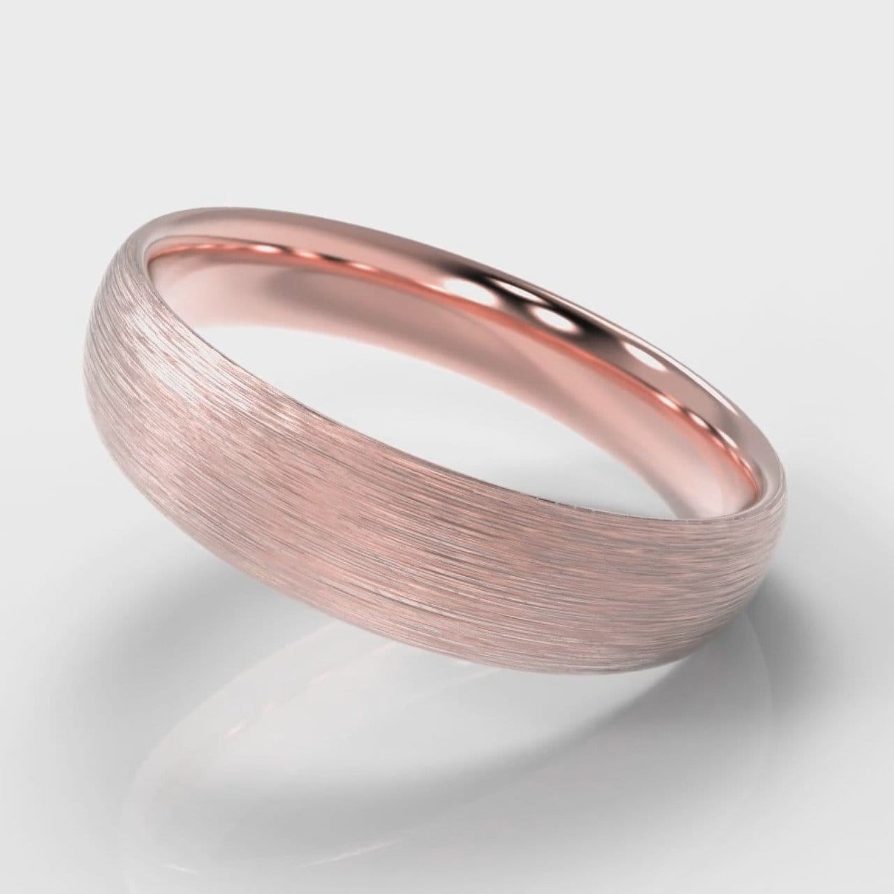 5mm Court Shaped Comfort Fit Brushed Wedding Ring - Rose Gold