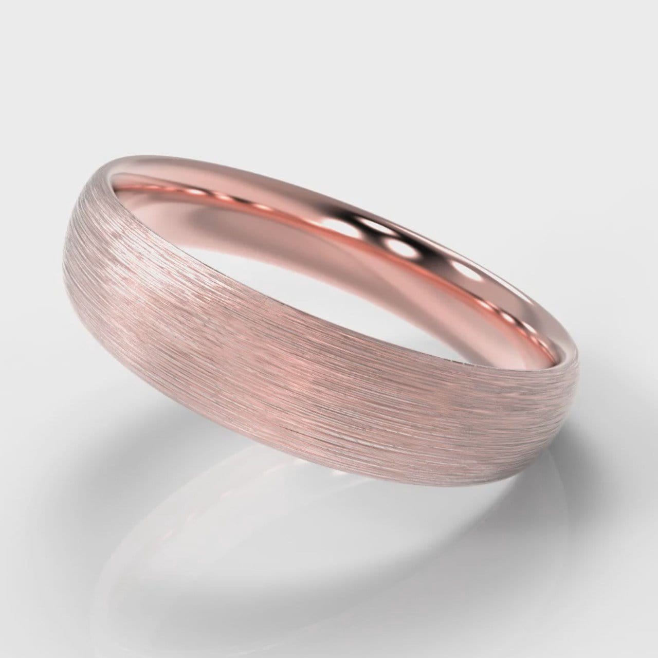 5mm Court Shaped Comfort Fit Brushed Wedding Ring - Rose Gold
