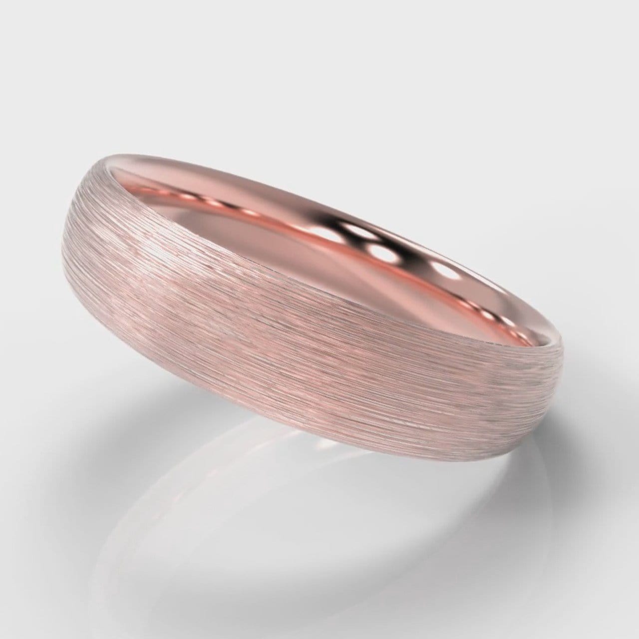5mm Court Shaped Comfort Fit Brushed Wedding Ring - Rose Gold