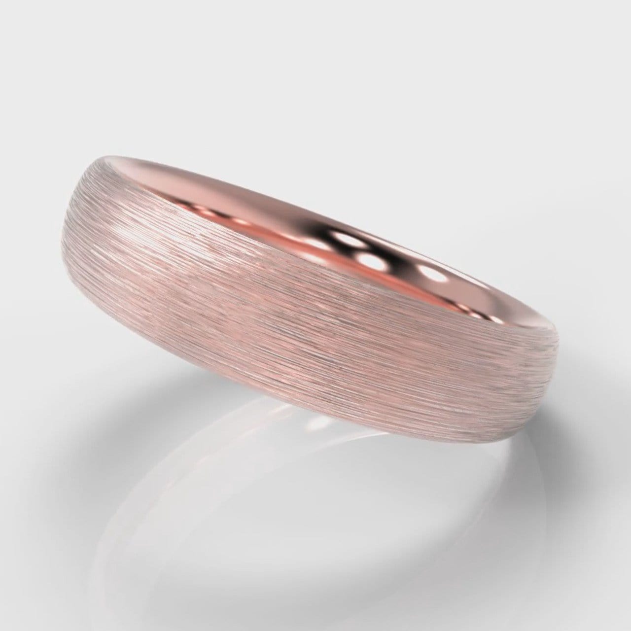 5mm Court Shaped Comfort Fit Brushed Wedding Ring - Rose Gold