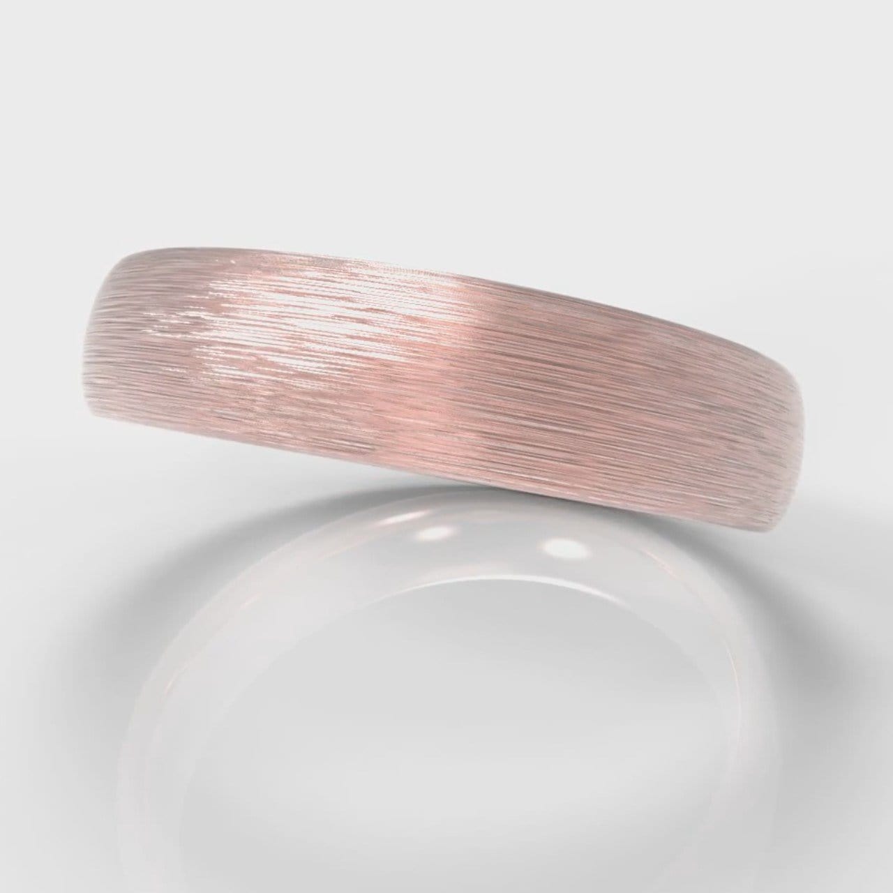 5mm Court Shaped Comfort Fit Brushed Wedding Ring - Rose Gold