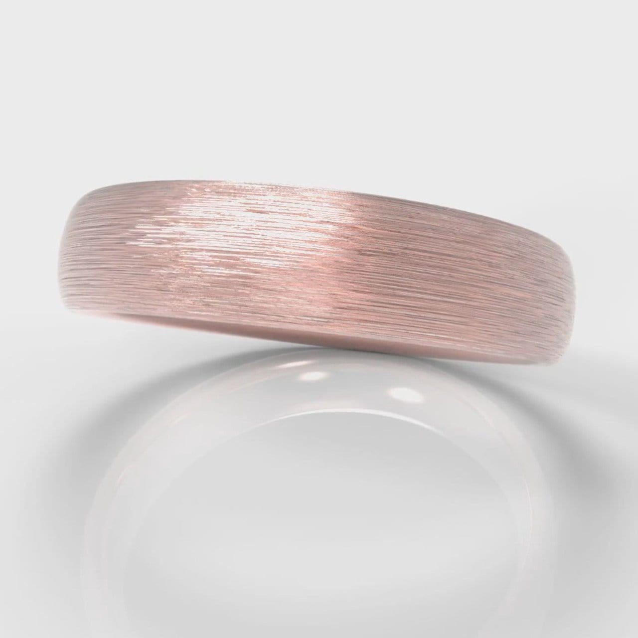 5mm Court Shaped Comfort Fit Brushed Wedding Ring - Rose Gold