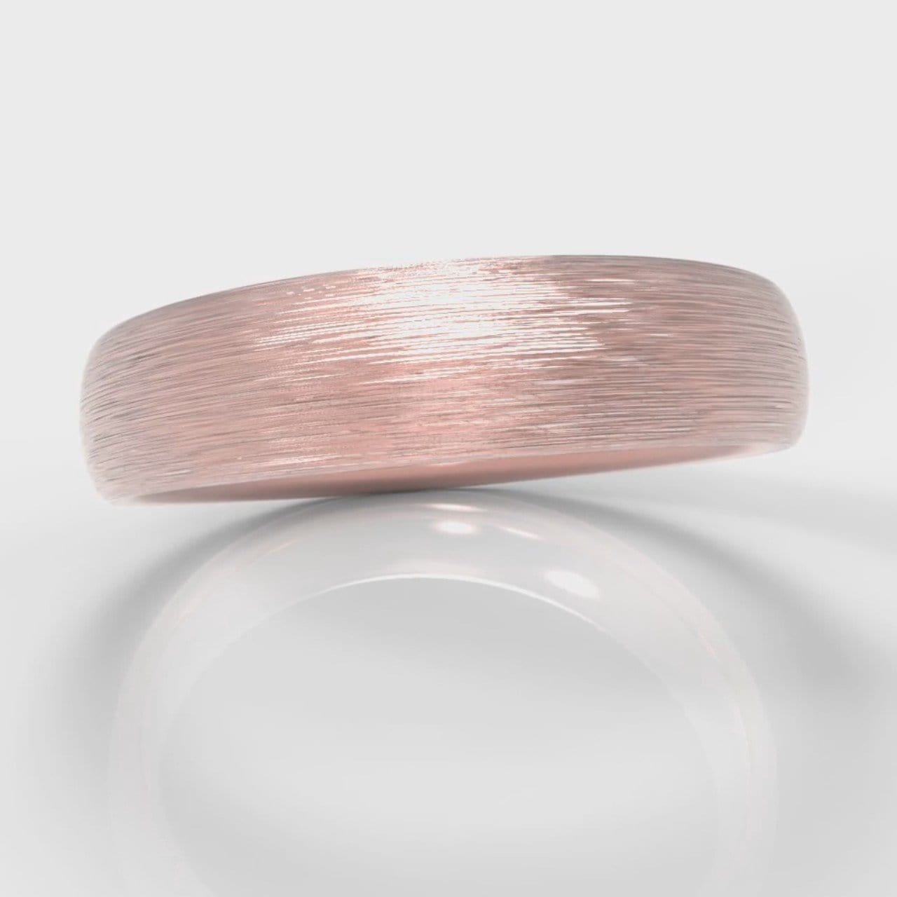 5mm Court Shaped Comfort Fit Brushed Wedding Ring - Rose Gold