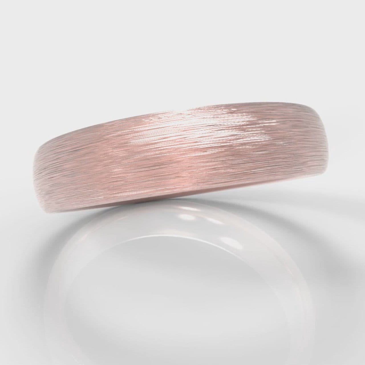 5mm Court Shaped Comfort Fit Brushed Wedding Ring - Rose Gold