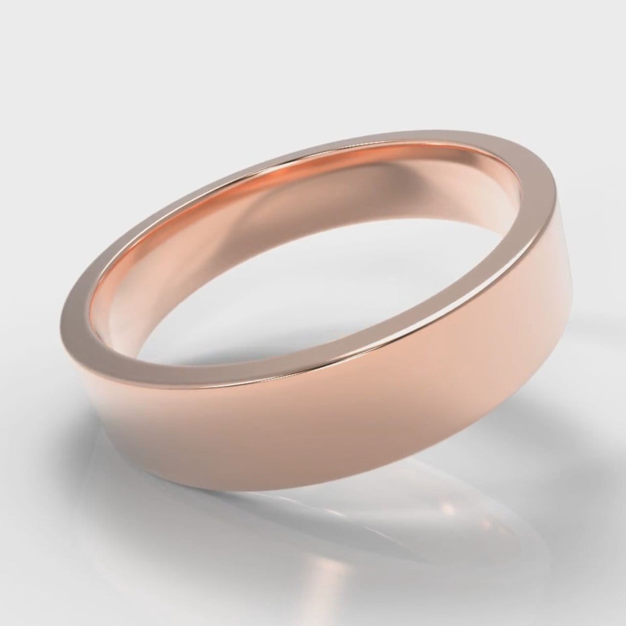 5mm Flat Top Comfort Fit Wedding Ring - Rose Gold