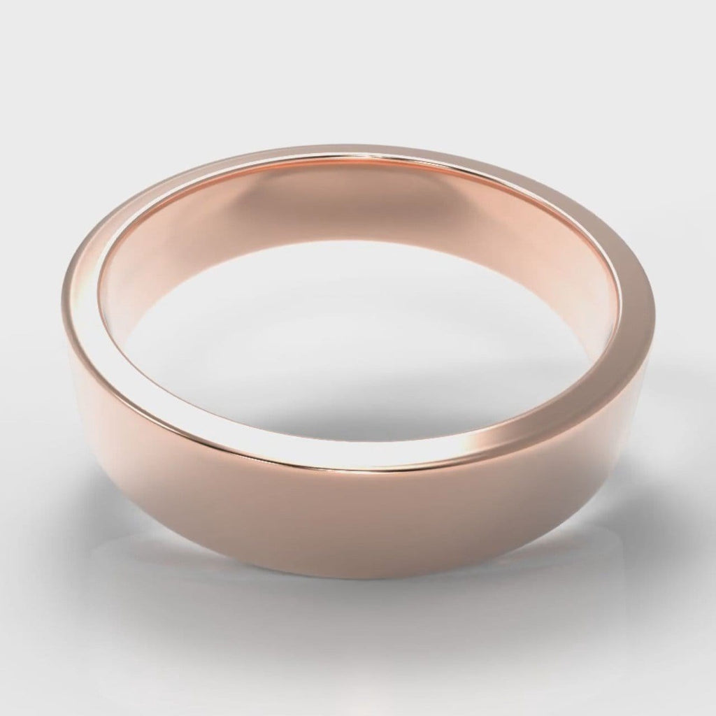 5mm Flat Top Comfort Fit Wedding Ring - Rose Gold