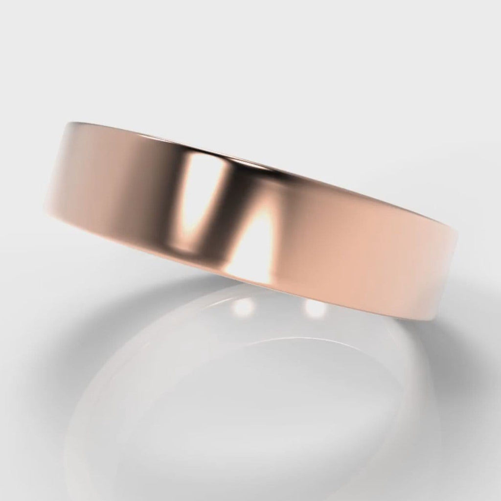 5mm Flat Top Comfort Fit Wedding Ring - Rose Gold