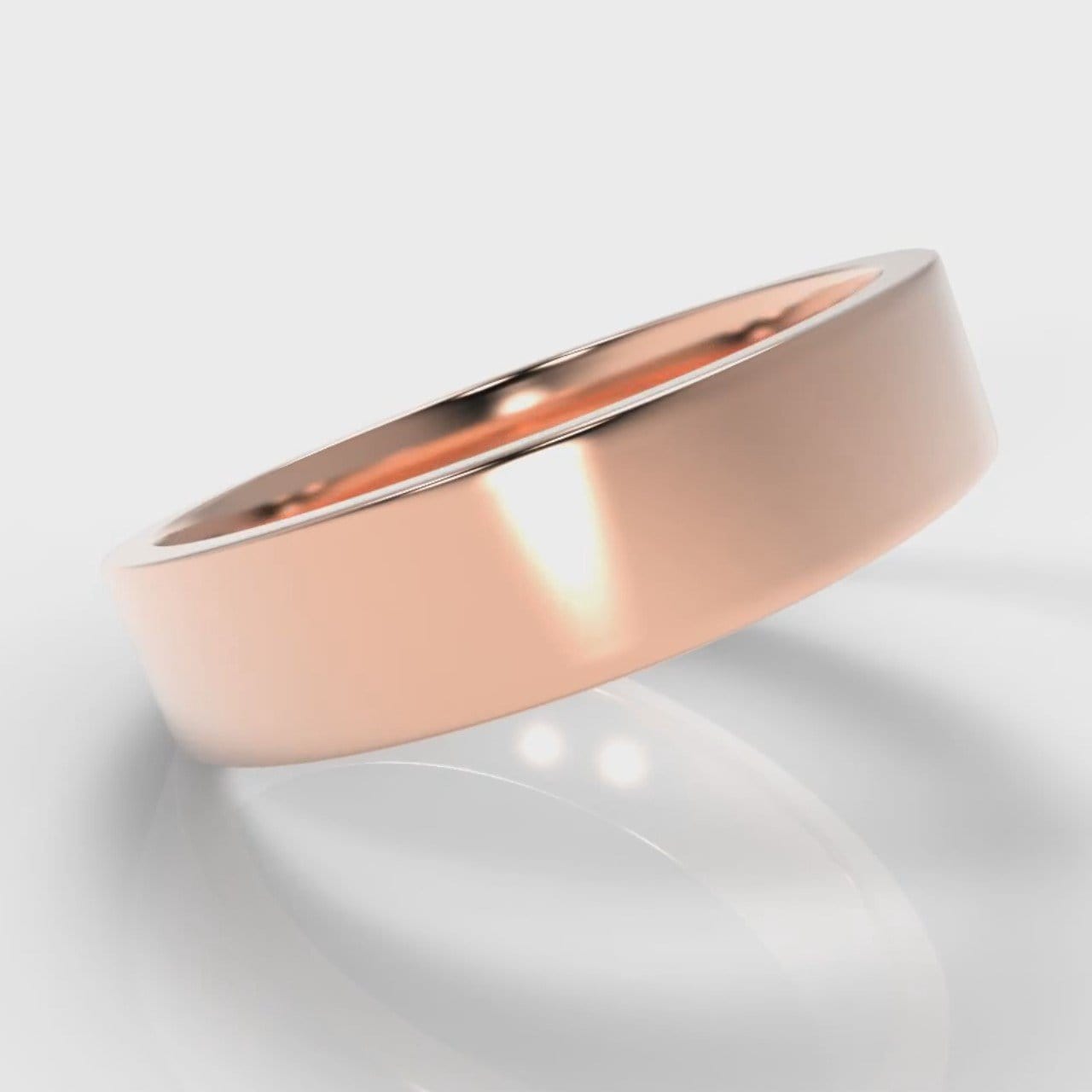 5mm Flat Top Comfort Fit Wedding Ring - Rose Gold
