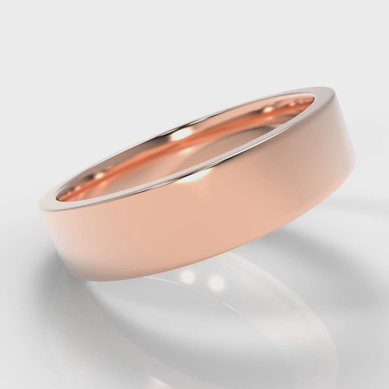 5mm Flat Top Comfort Fit Wedding Ring - Rose Gold