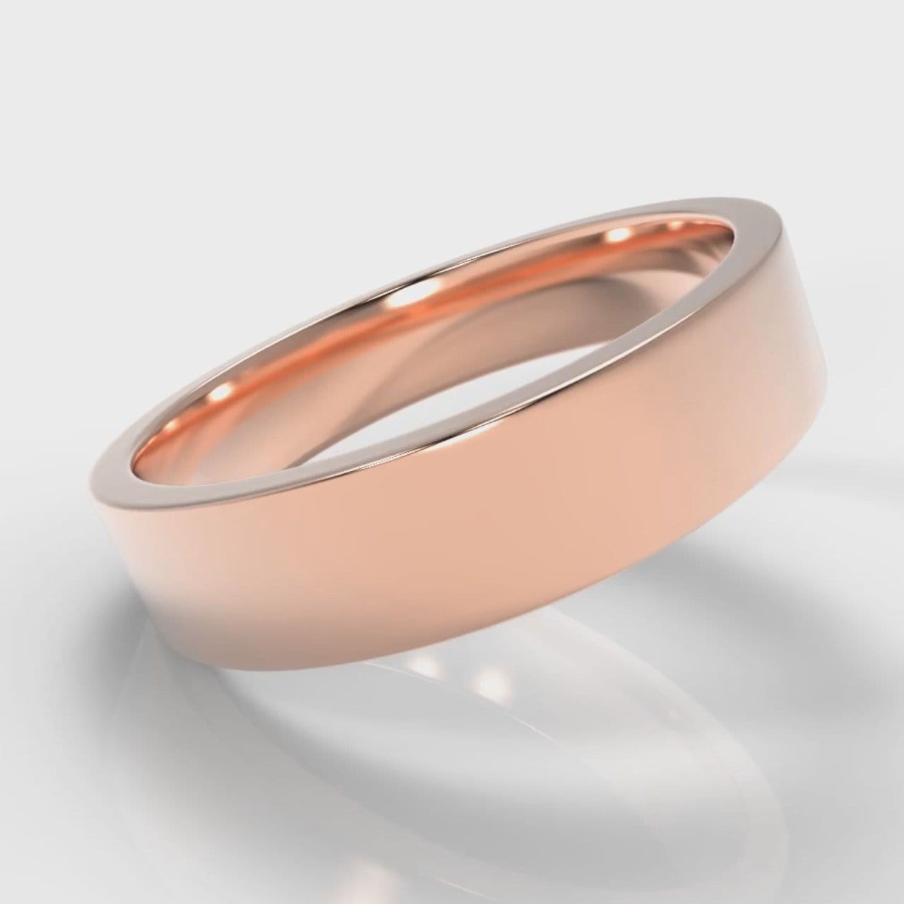 5mm Flat Top Comfort Fit Wedding Ring - Rose Gold