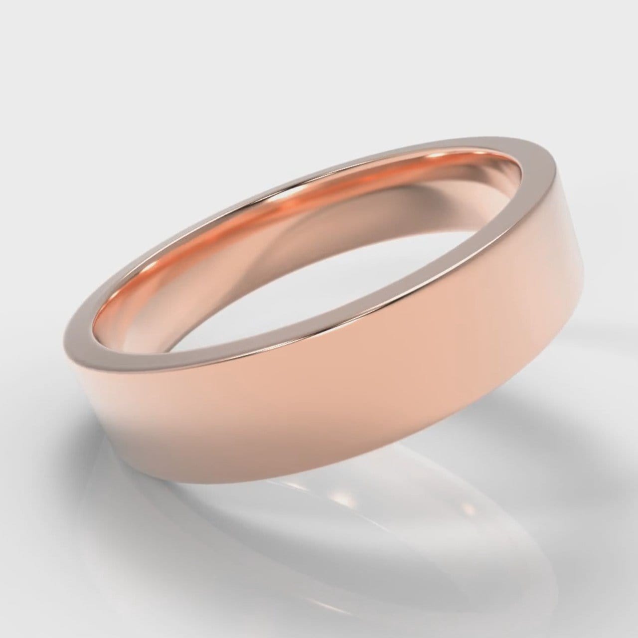 5mm Flat Top Comfort Fit Wedding Ring - Rose Gold