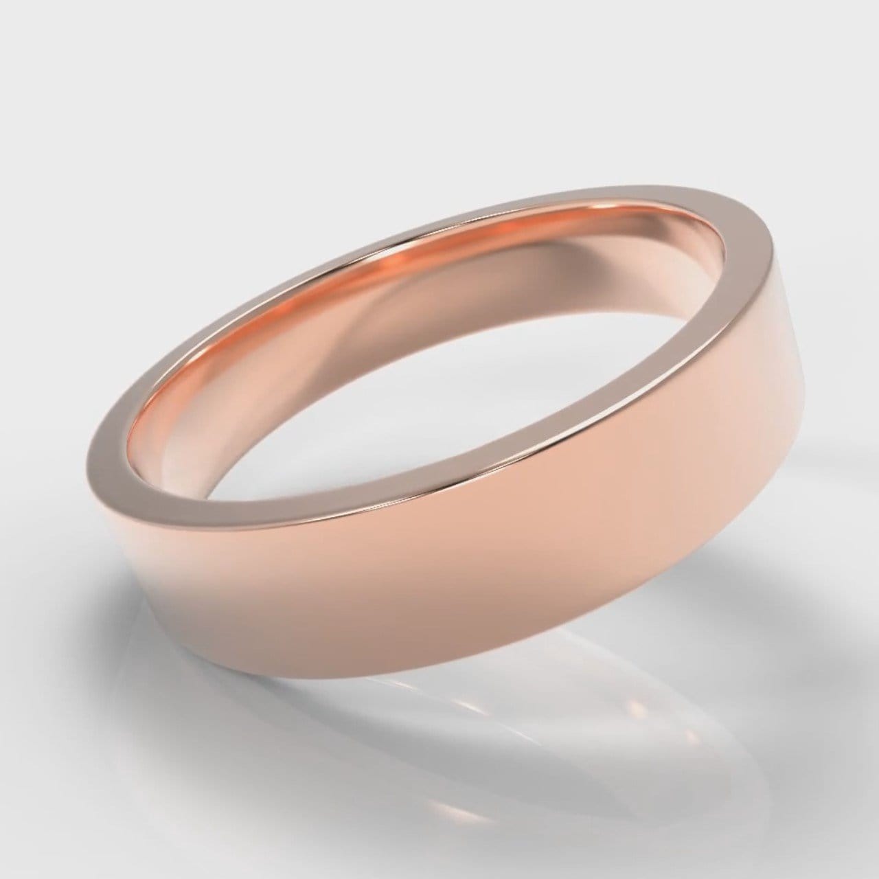 5mm Flat Top Comfort Fit Wedding Ring - Rose Gold