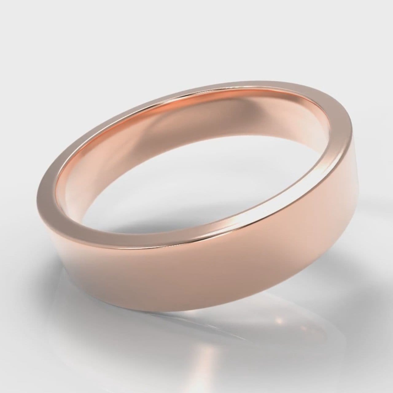 5mm Flat Top Comfort Fit Wedding Ring - Rose Gold