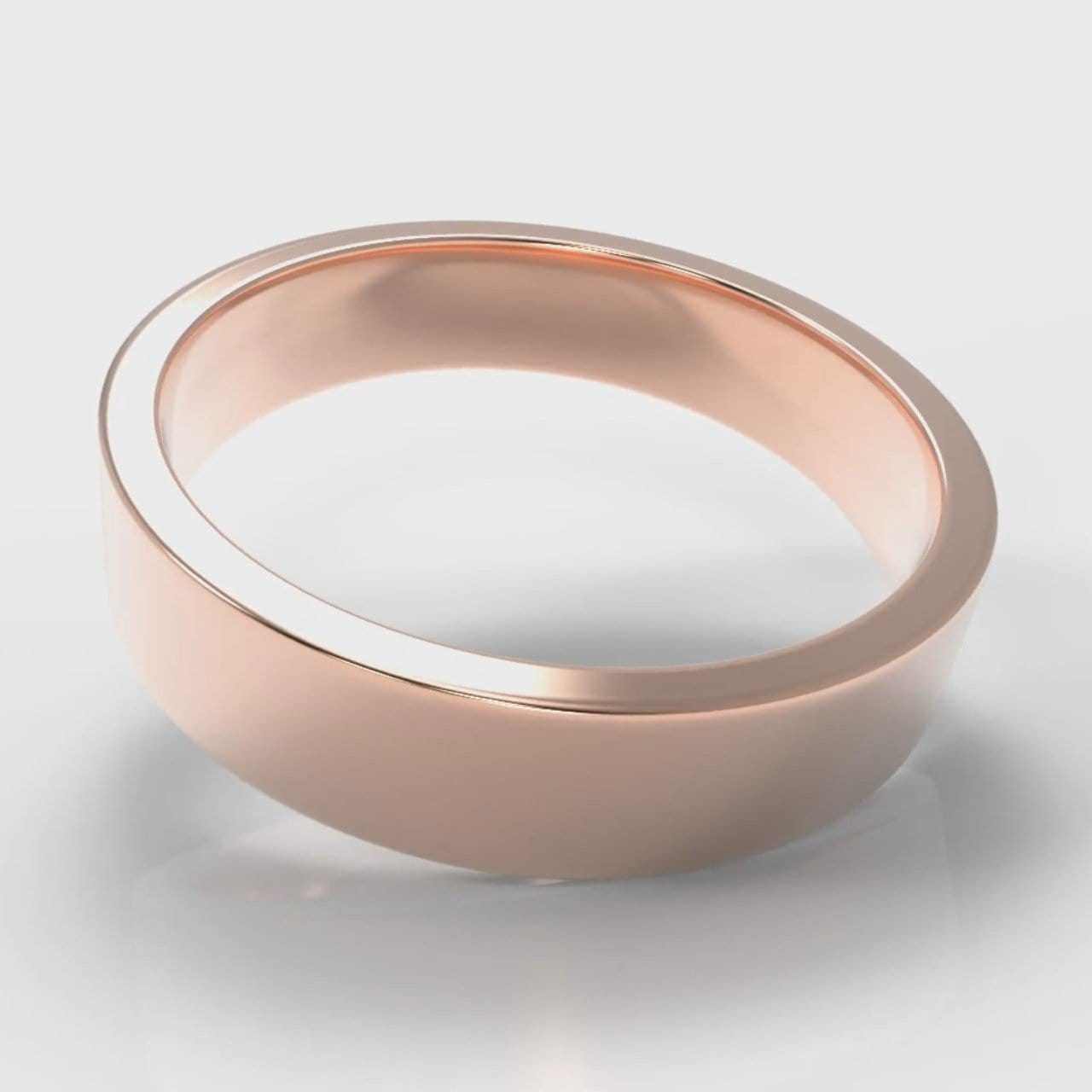 5mm Flat Top Comfort Fit Wedding Ring - Rose Gold