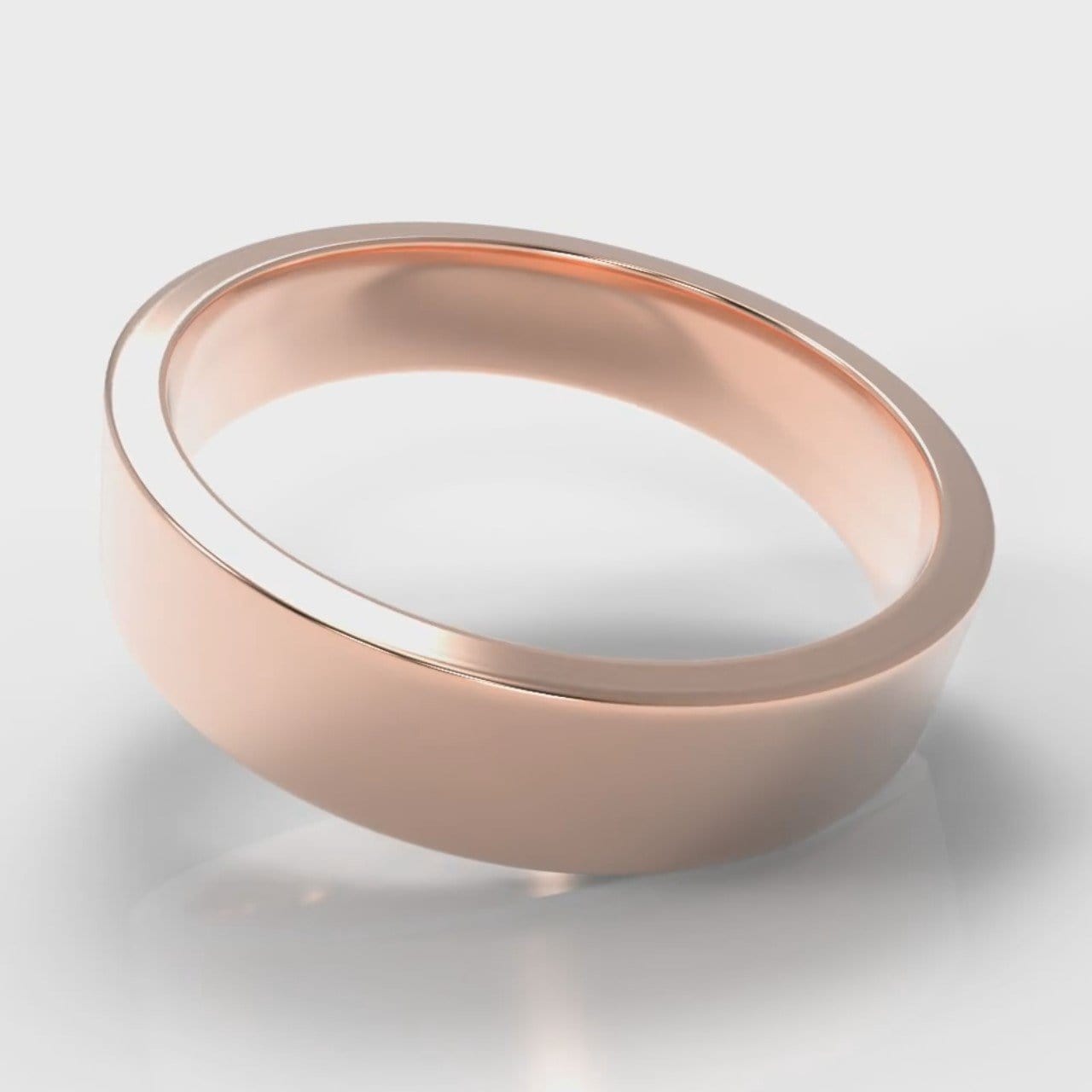 5mm Flat Top Comfort Fit Wedding Ring - Rose Gold