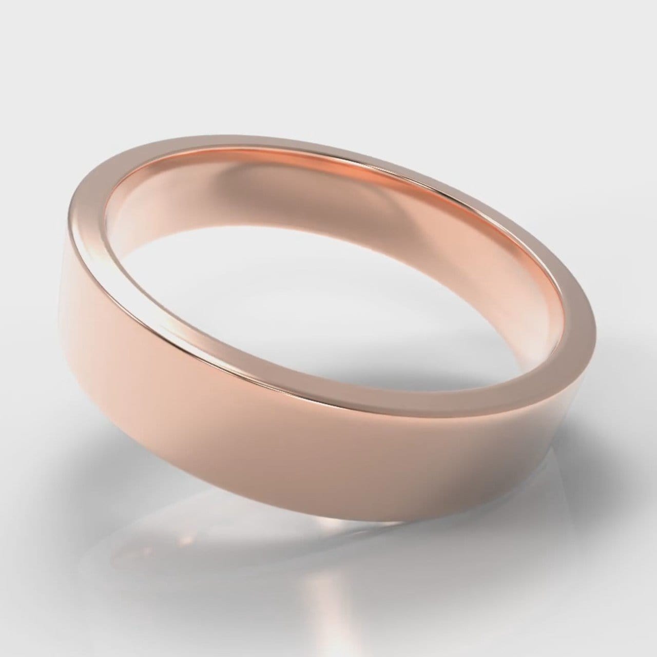 5mm Flat Top Comfort Fit Wedding Ring - Rose Gold