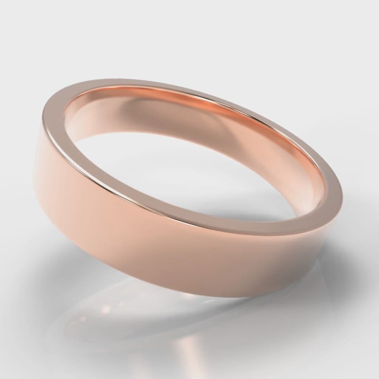 5mm Flat Top Comfort Fit Wedding Ring - Rose Gold