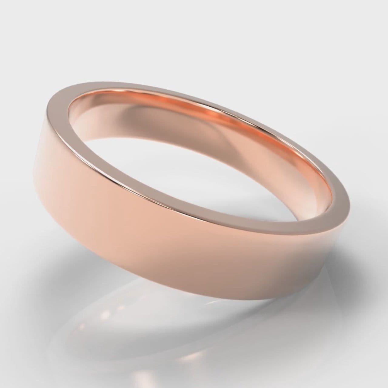 5mm Flat Top Comfort Fit Wedding Ring - Rose Gold