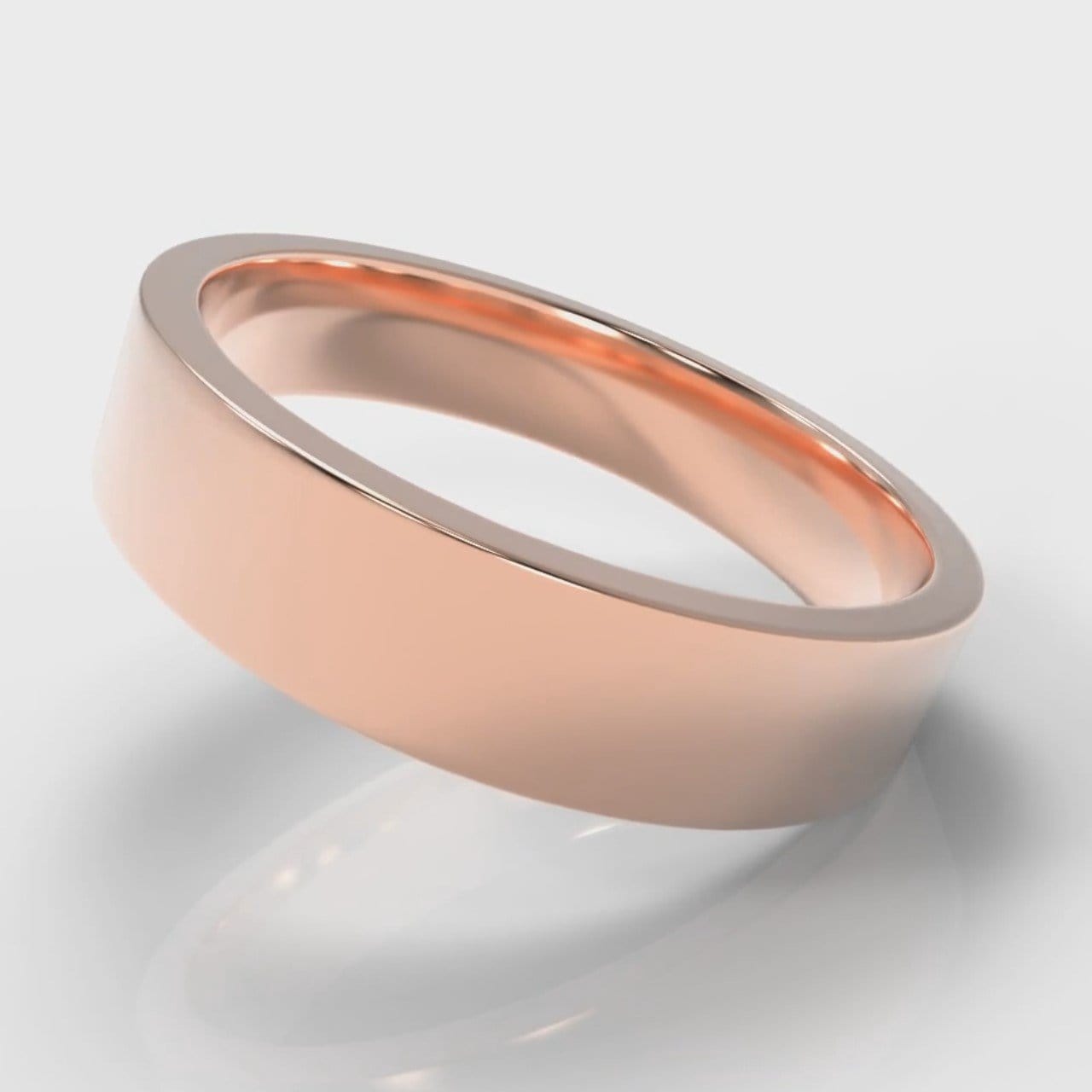 5mm Flat Top Comfort Fit Wedding Ring - Rose Gold
