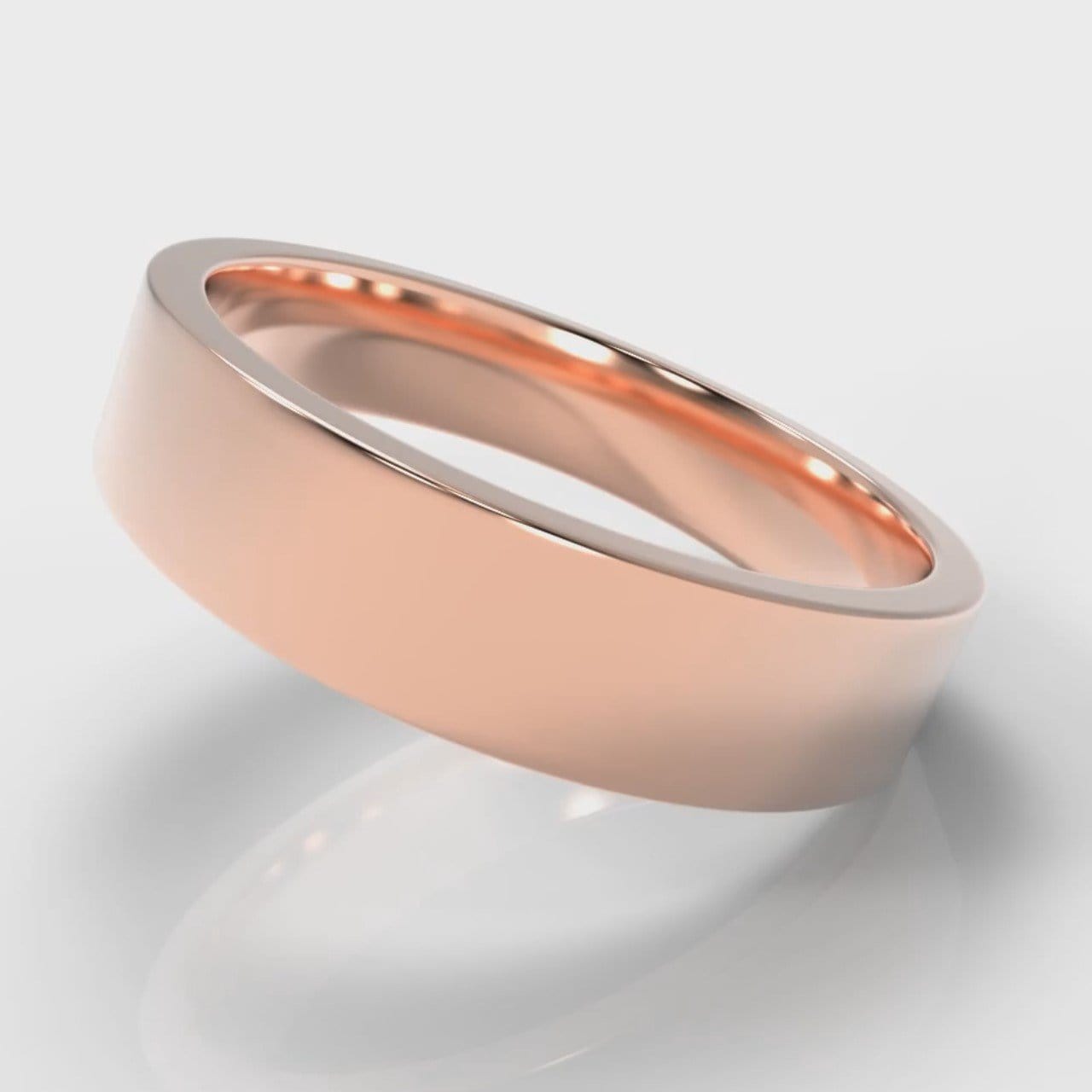 5mm Flat Top Comfort Fit Wedding Ring - Rose Gold