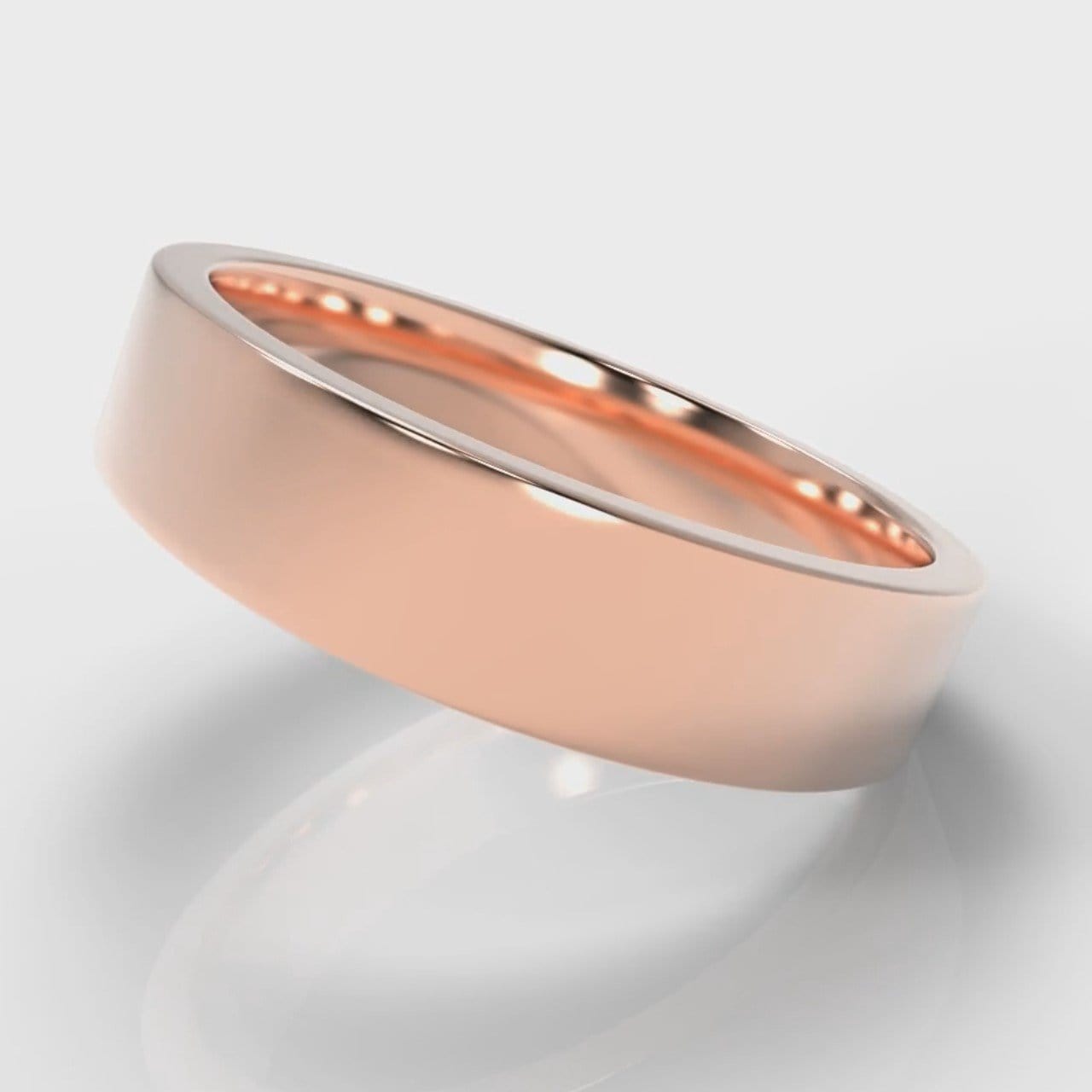 5mm Flat Top Comfort Fit Wedding Ring - Rose Gold