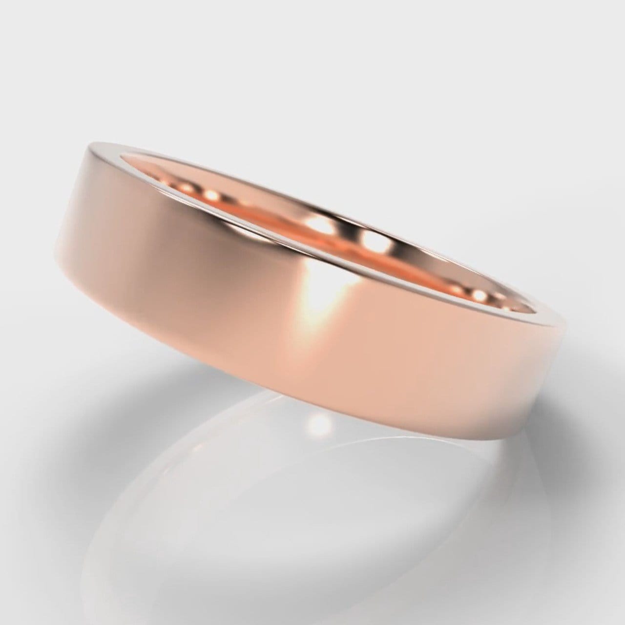 5mm Flat Top Comfort Fit Wedding Ring - Rose Gold