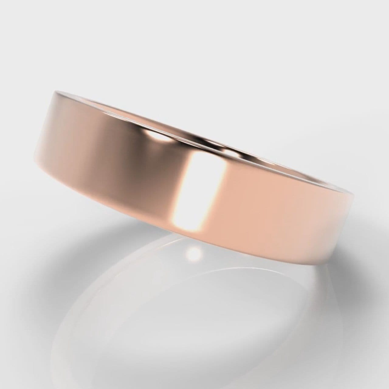 5mm Flat Top Comfort Fit Wedding Ring - Rose Gold