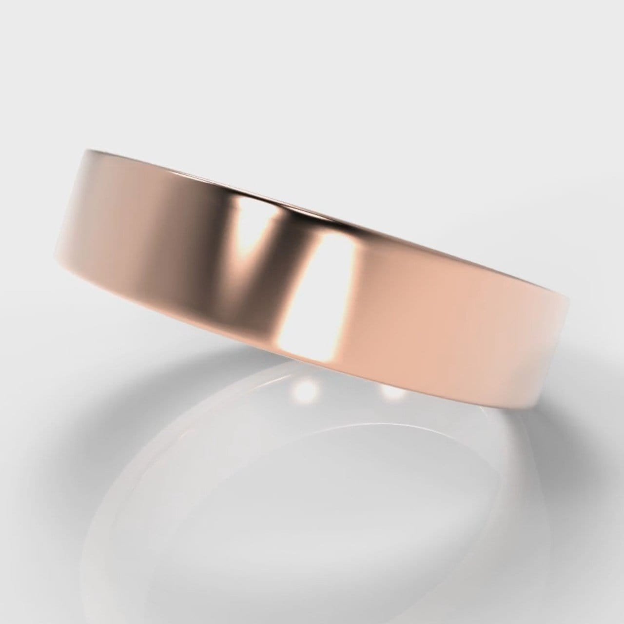 5mm Flat Top Comfort Fit Wedding Ring - Rose Gold