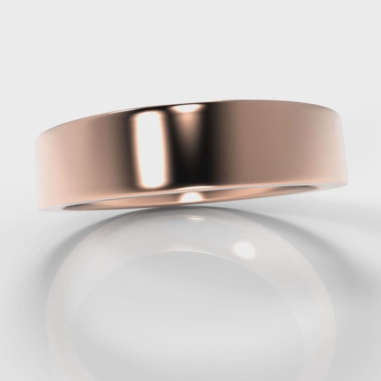 5mm Flat Top Comfort Fit Wedding Ring - Rose Gold