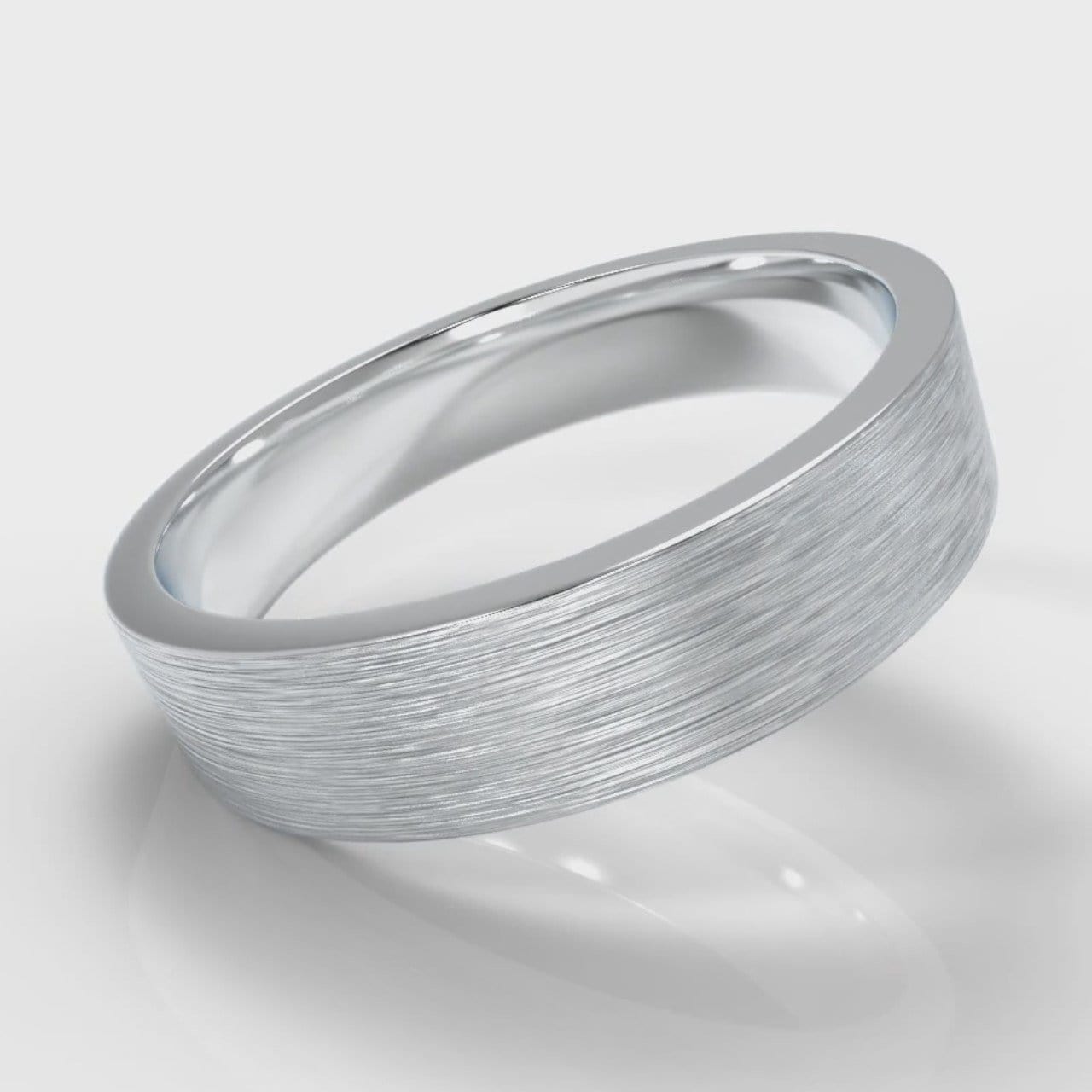 5mm Flat Top Comfort Fit Brushed Wedding Ring