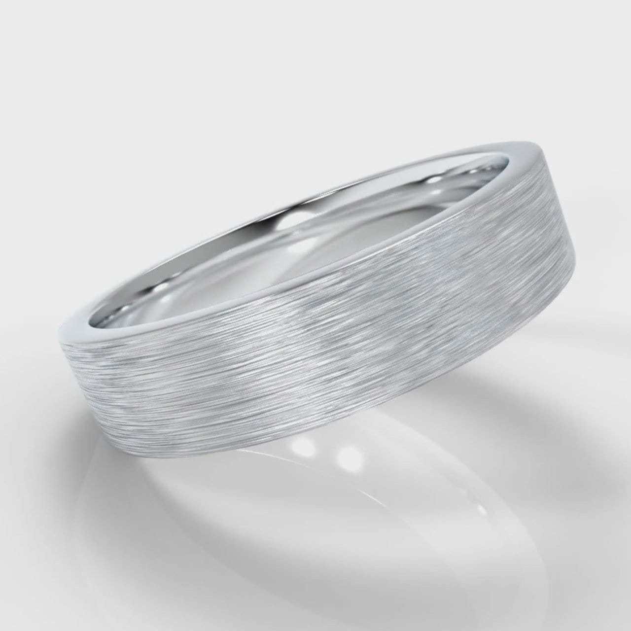 5mm Flat Top Comfort Fit Brushed Wedding Ring