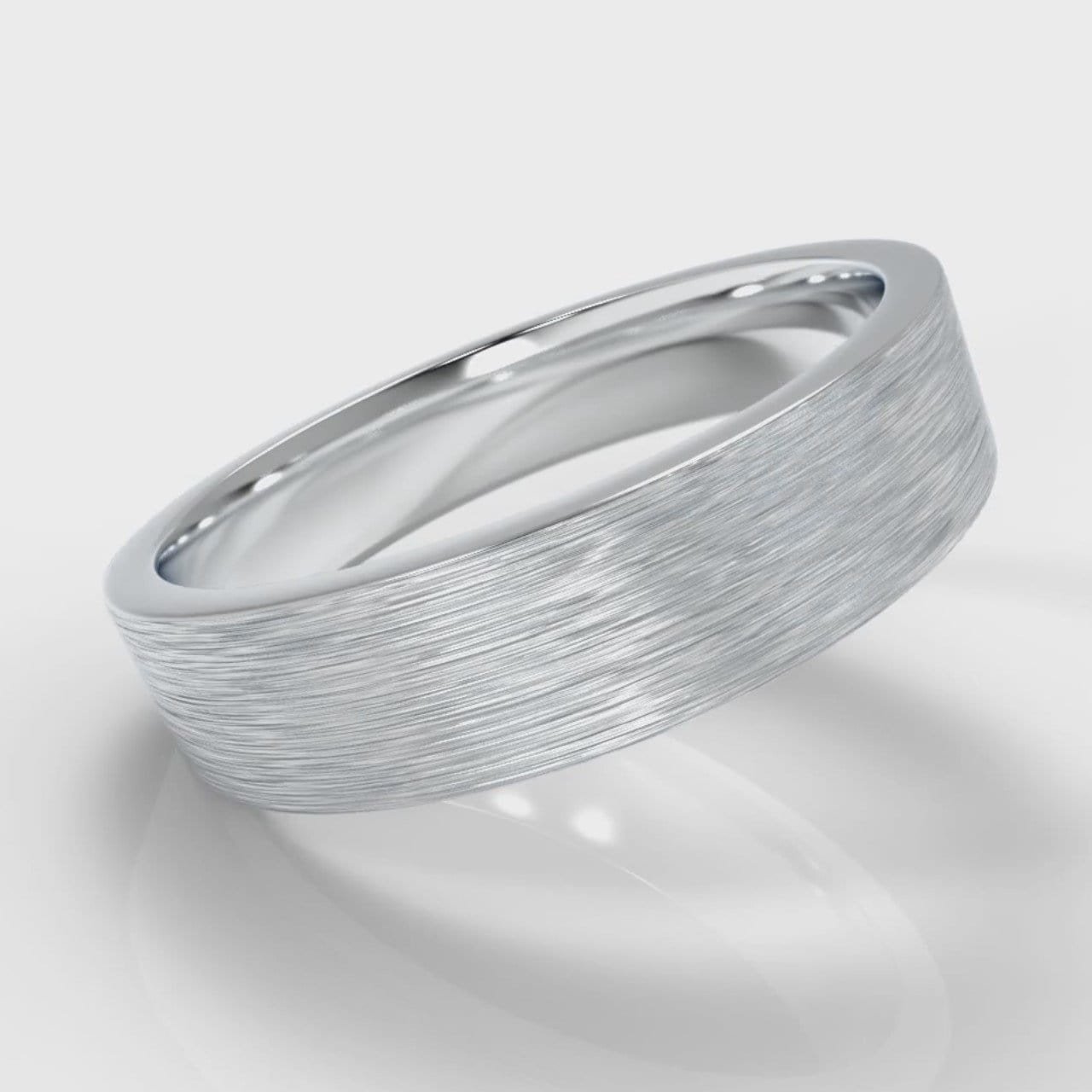 5mm Flat Top Comfort Fit Brushed Wedding Ring