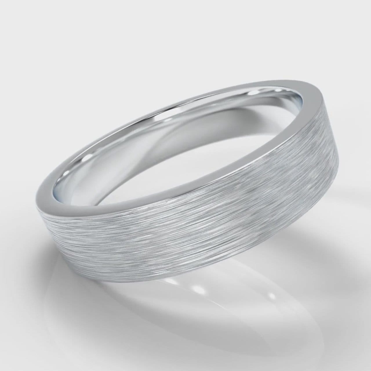 5mm Flat Top Comfort Fit Brushed Wedding Ring