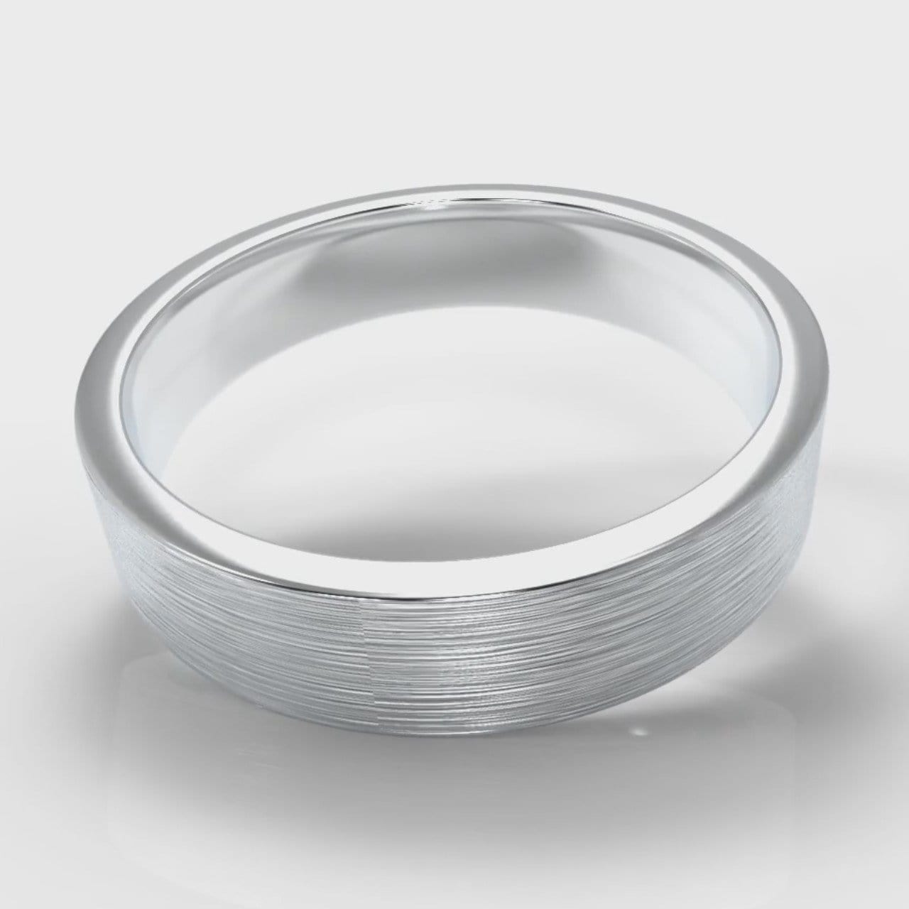 5mm Flat Top Comfort Fit Brushed Wedding Ring