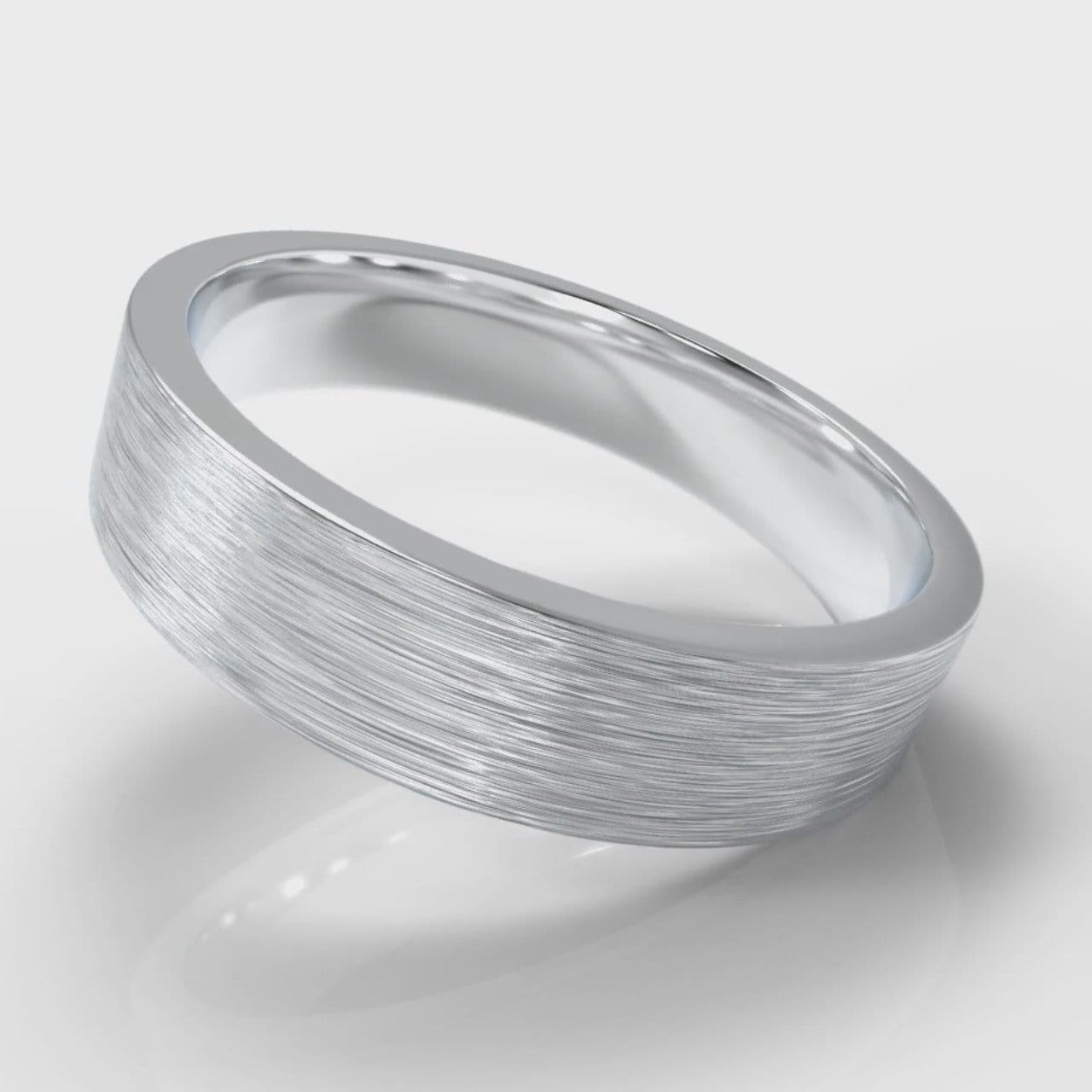 5mm Flat Top Comfort Fit Brushed Wedding Ring