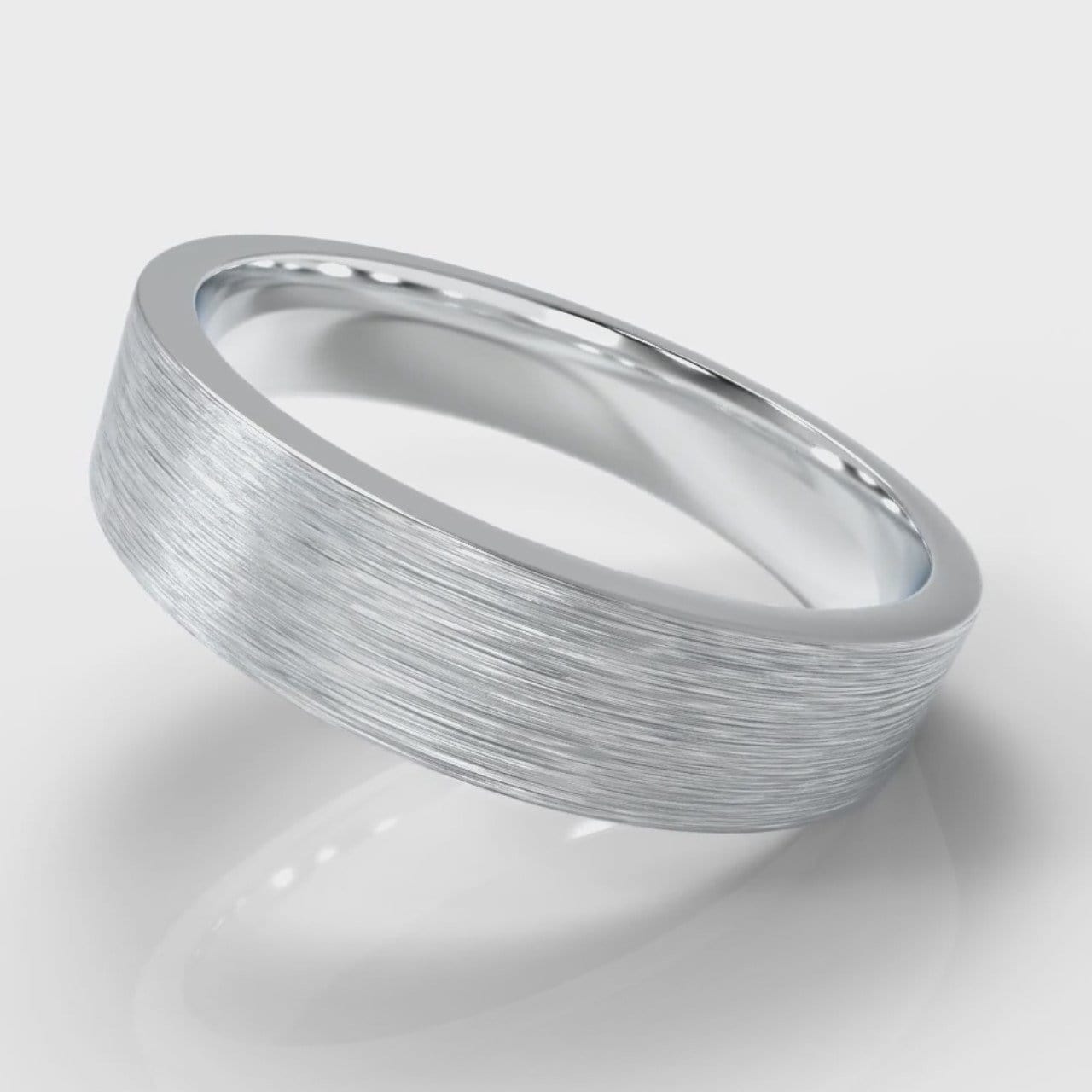 5mm Flat Top Comfort Fit Brushed Wedding Ring