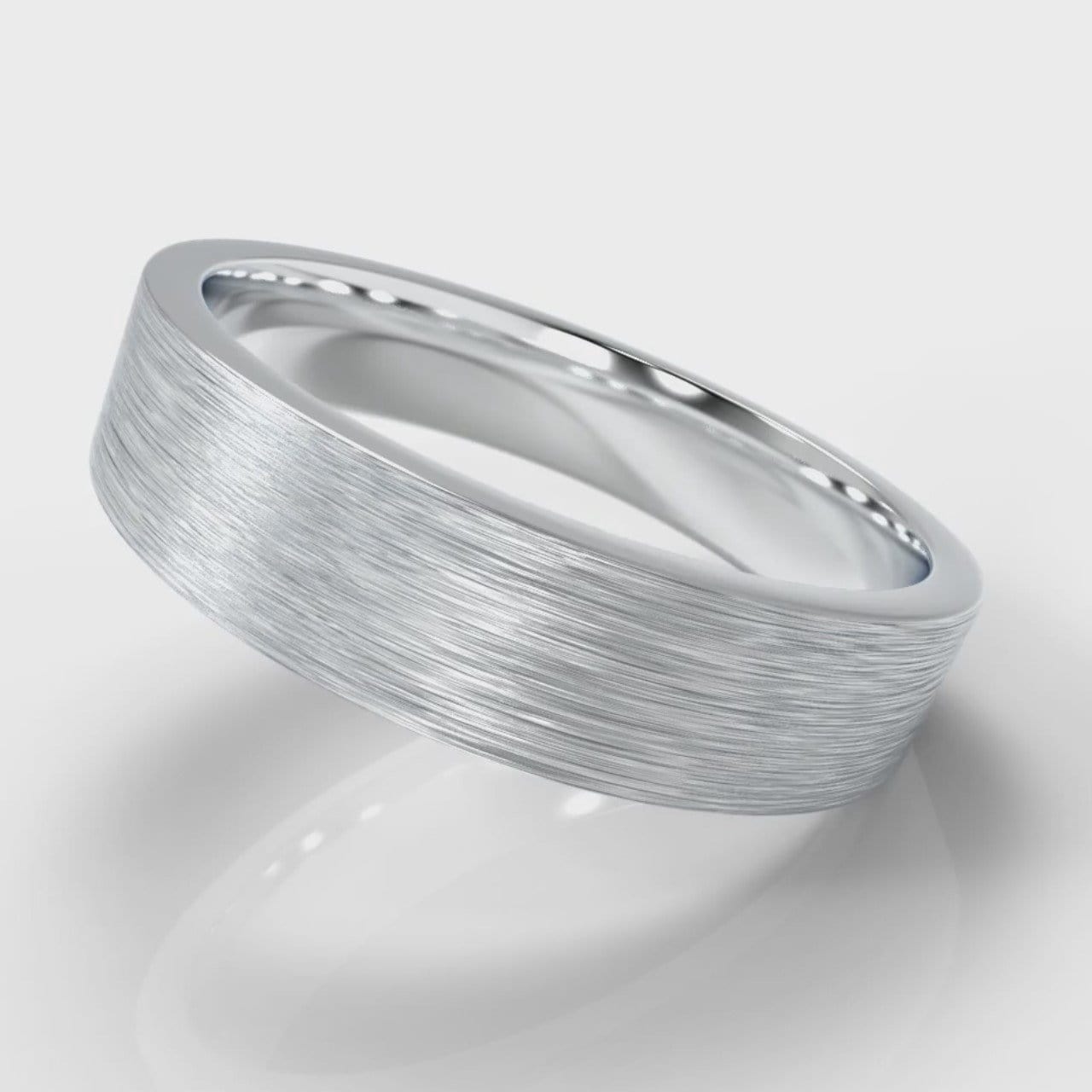 5mm Flat Top Comfort Fit Brushed Wedding Ring
